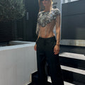 PANTALONE GESSATO CON STRASS 1