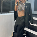 PANTALONE GESSATO CON STRASS 2