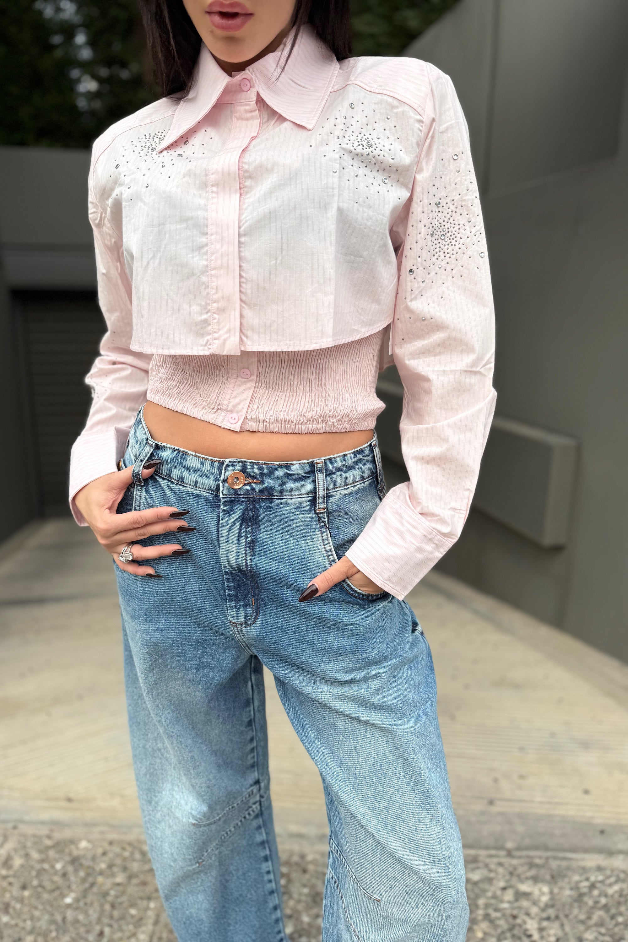 PINK PINSTRIPE SHIRT