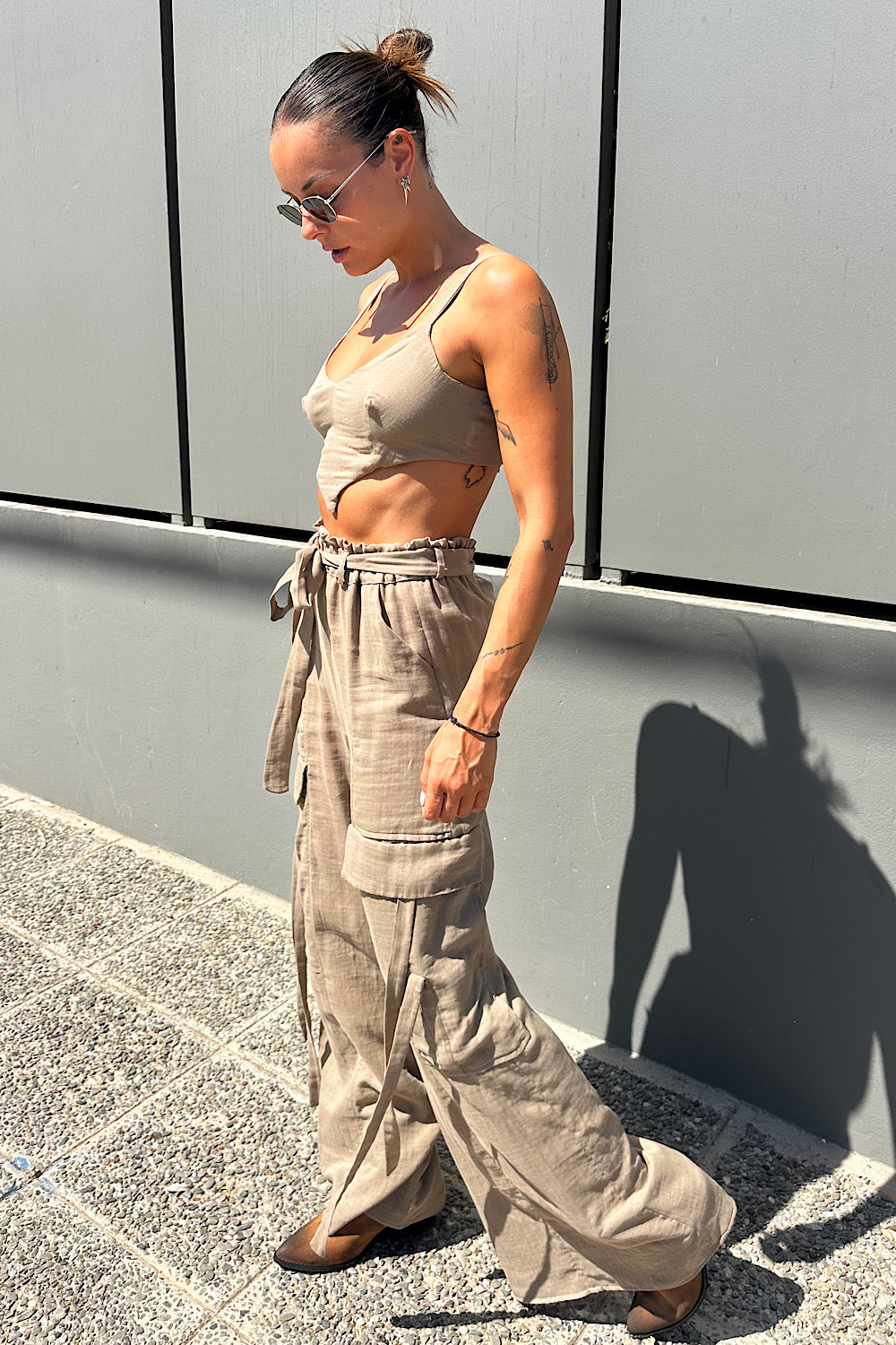 GAUZE CROP STRAP TOP 2
