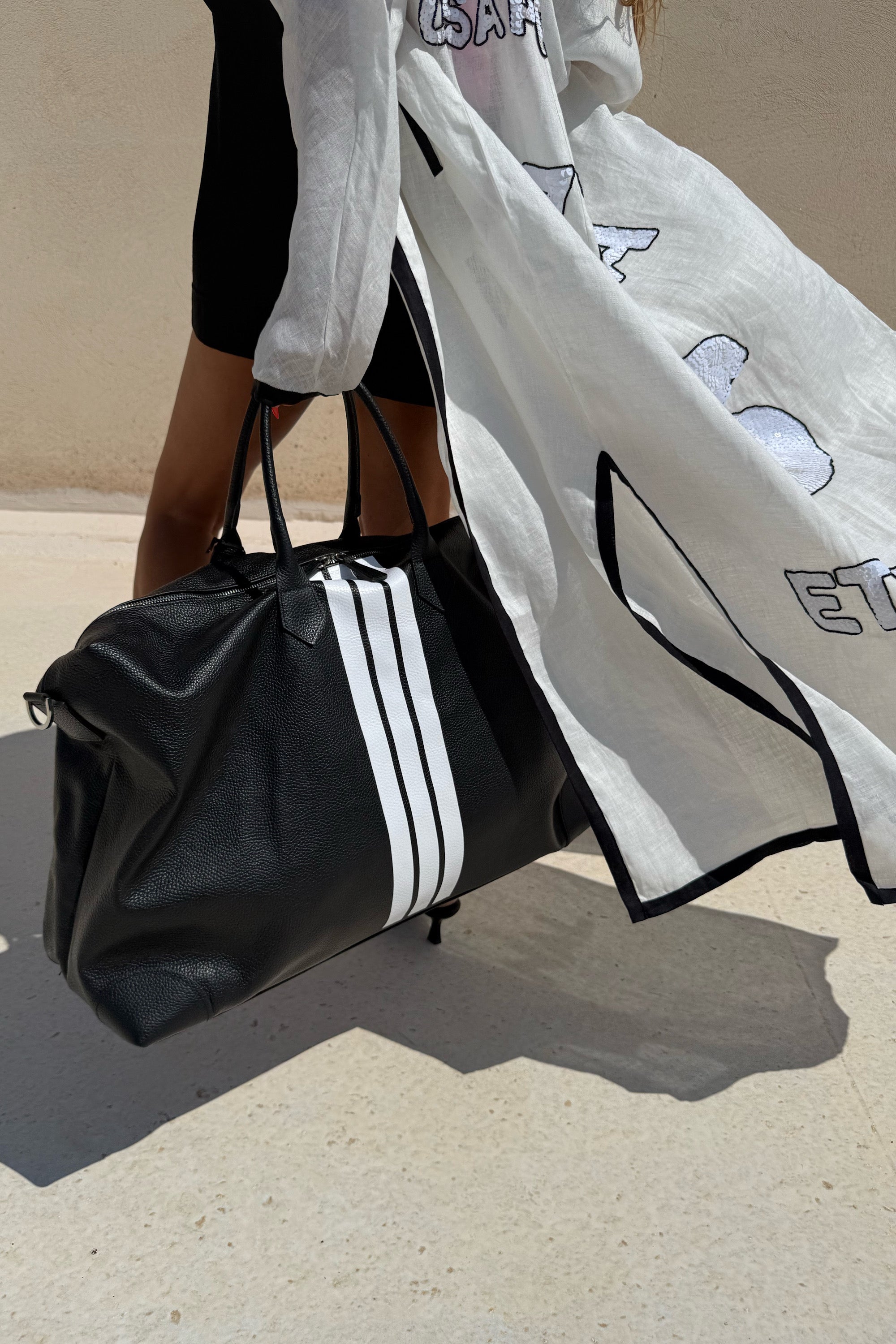 STRIPES LARGE LEATHER BAG