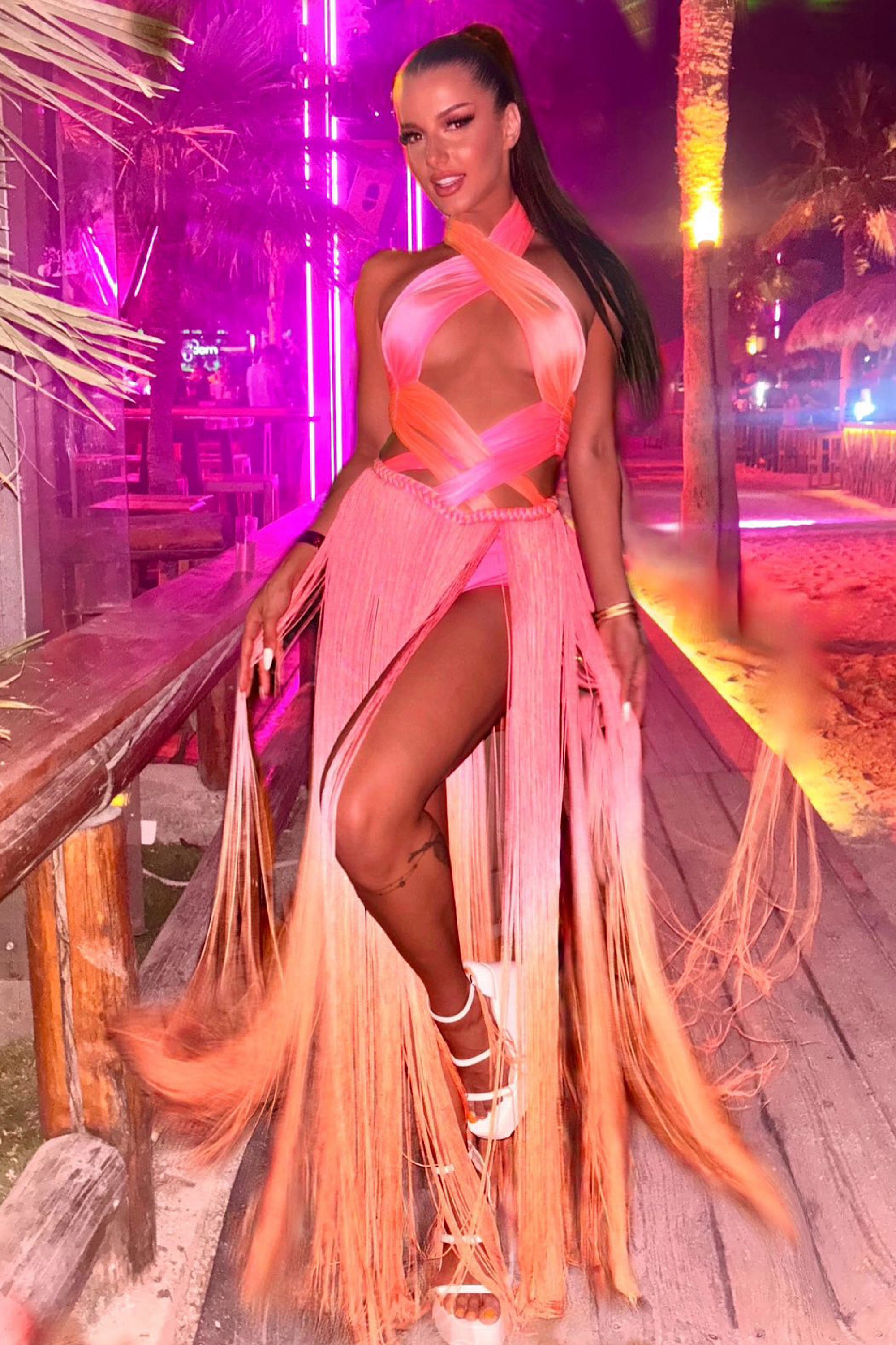 Issa Electric Pink Ombre Gown