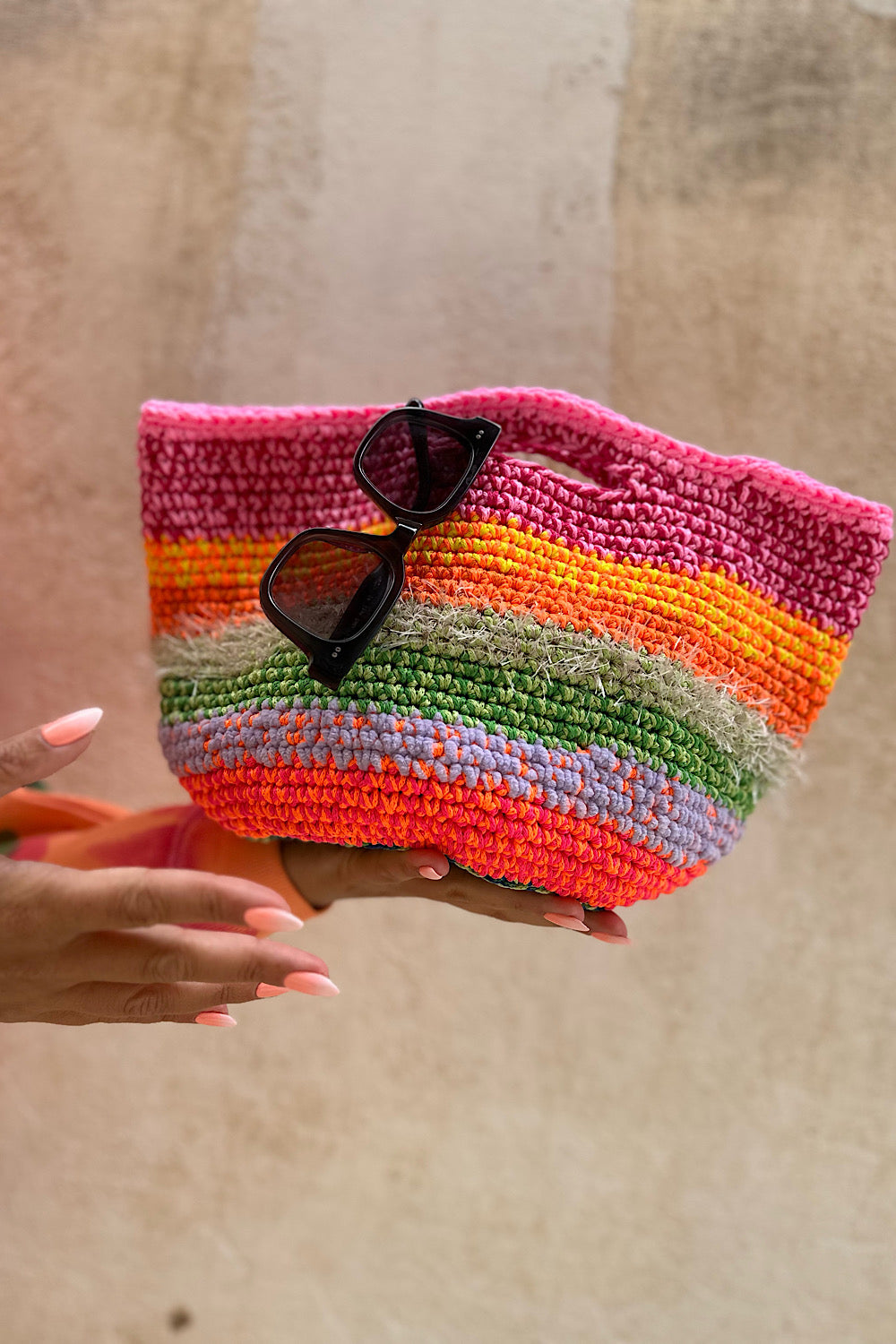 Hand crafted crochet-knit handbag 1