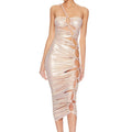 Butterfly Light Gold Midi Dress 1