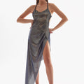 METALLIC HIGH LEG MAXI DRESS 1