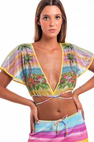SEQUINS COVER-SHOULDER HAWAII PRINT 1