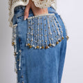 HAND-BEADED HIGH WAIST JEANS 3