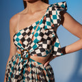 CHECK ONE SHOULDER BEACH DRESS 1